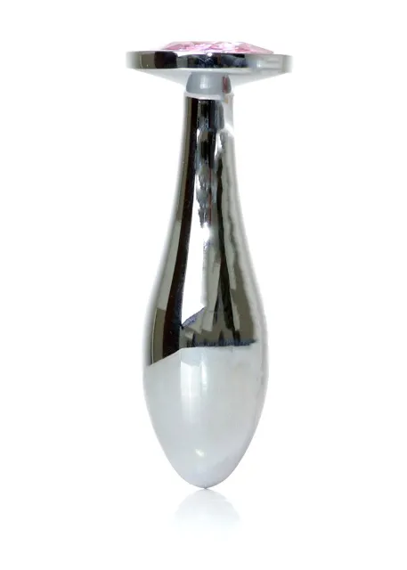 Анальна пробка Jewellery Silver Plug Clear M 9.2 см (рожевий)