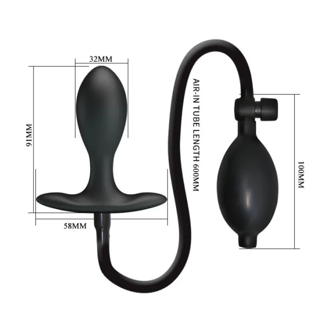Анальная пробка Pretty Love Inflatable Anal Plug, 9.1 см (черный)