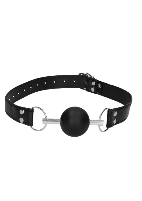 Ouch Solid Ball Gag - Knebel z kulką, Czarny, 61.5 cm, One size