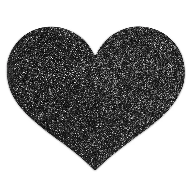 Bijoux Indiscrets Flash Glitter Pasties Heart - Naklejki na sutki, Czarny