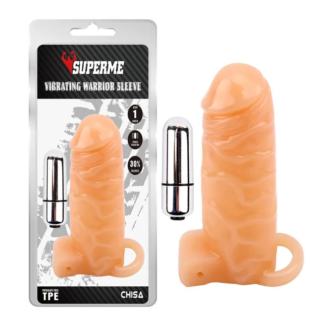 Насадка на пенис Superme Vibrating Warrior Sleeve, 14 см (телесный)