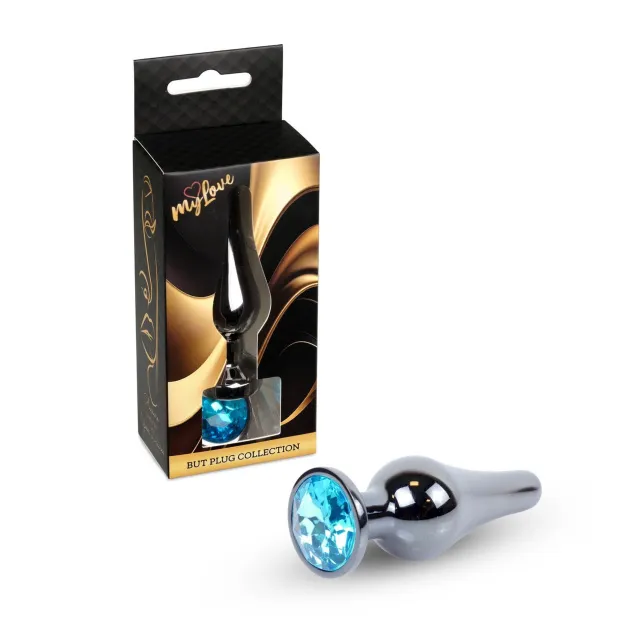 Анальная пробка MyLove Toys Jewellery Dark Silver Butt Plug, 9.5 см (голубой)
