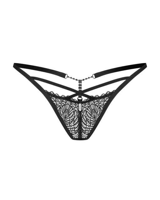 Трусики-стринги Obsessive Iliosa, L/XL (черный)