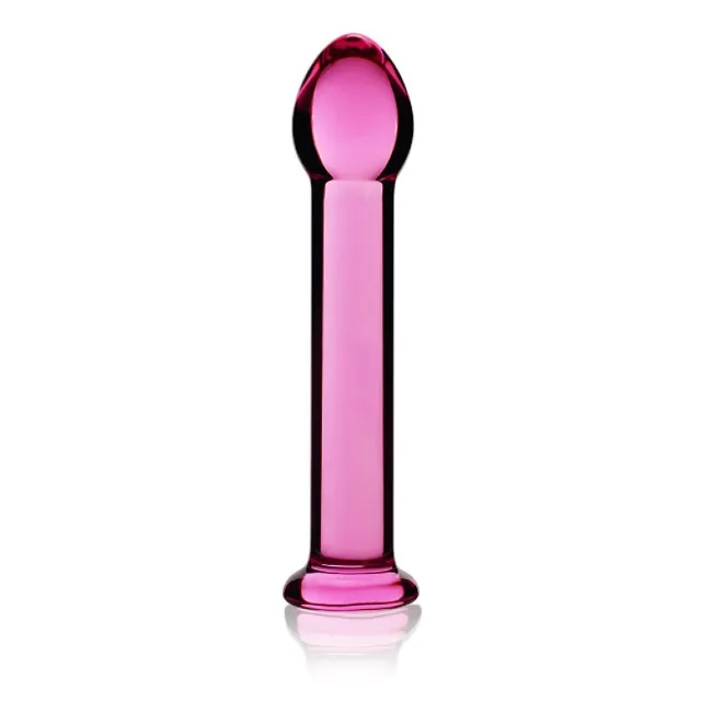 Стеклянный фаллоимитатор LoveToy Glass Romance, 16 см (розовый)