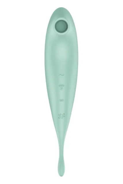 Вакуумний кліторальний стимулятор з вібрацією Satisfyer Twirling Pro+ (зелений)