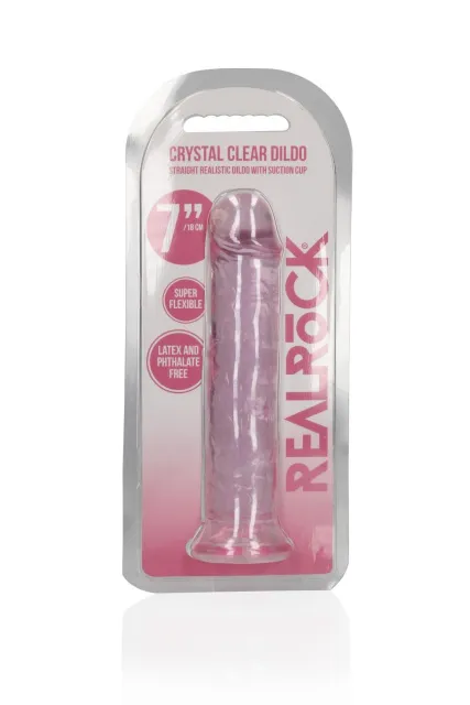 Фаллоимитатор RealRock Crystal Clear Realistic Dildo 7'', 20 см (розовый)