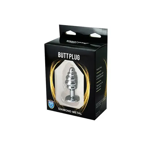 Анальная пробка Fantasy Silver Ribbed Butt Plug S, 7 см (розовый)