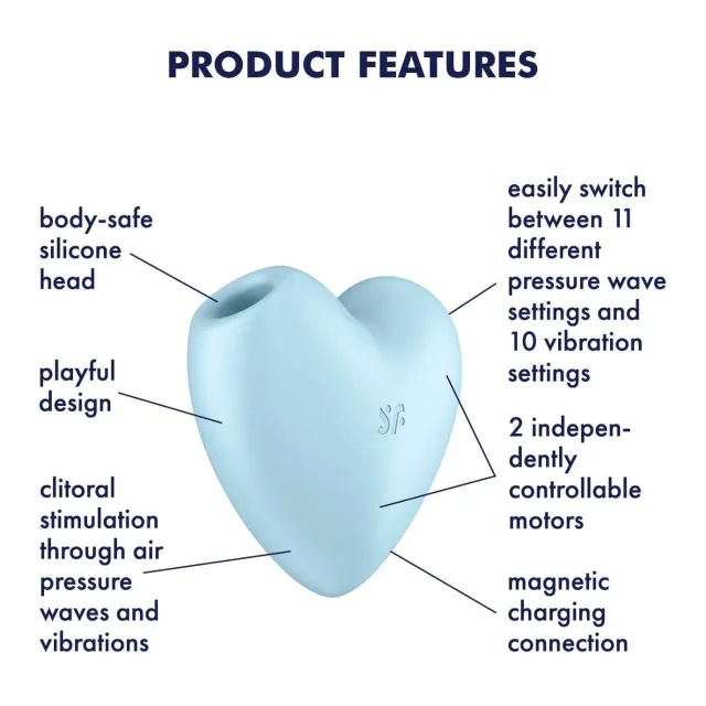 Вакуумный стимулятор клитора с вибрацией Satisfyer Cutie Heart (голубой)