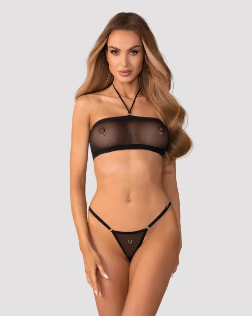 Комплект белья Obsessive Orinelle, S/M (черный)