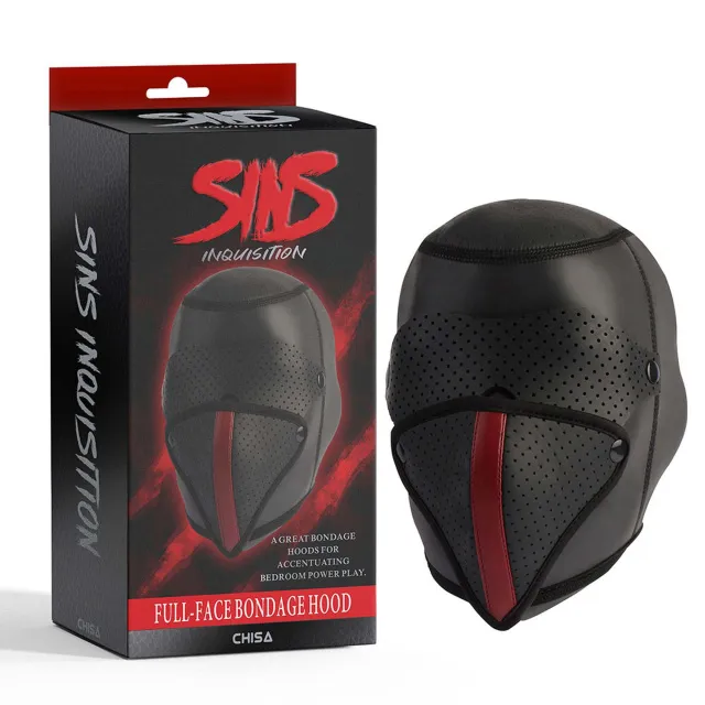 БДСМ маска Sins Inquisition Full-Face Bondage Hood (чорний)