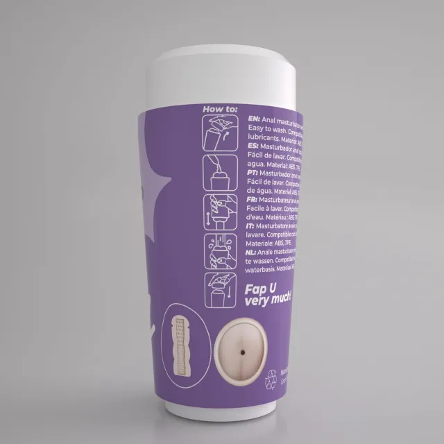 Crushious Fappucino Hot Buns - Masturbator, Fioletowy, 16 cm