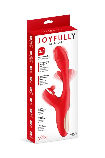 Вибратор-кролик Yoba Joyfully with Tapotem, 25 см (красный)