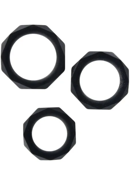 Набор эрекционных колец ToyJoy Power Halo C-Ring Set (черный)