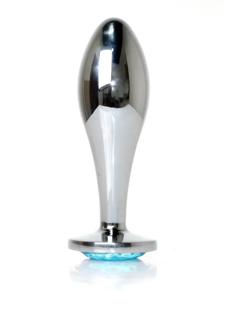Анальная пробка Jewellery Silver Plug Clear L, 10.5 см (голубой)