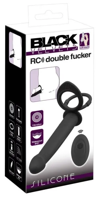 Насадка на пеніс Black Velvets RC Double Fucker, 13.1 см (чорний)