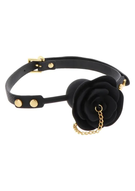 Taboom Rose Ball Gag with Plug - Knebel z kulką, Czarny, 43 cm