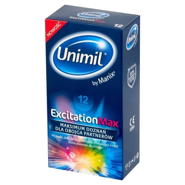 Ребристі презервативи Unimil Excitation Max із зігріваючим ефектом, 12 шт