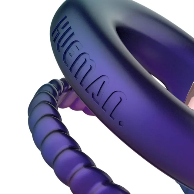 Эрекционное кольцо Hueman Jupiter Vibrating Cock and Ball Ring, 3.2 см (фиолетовый)