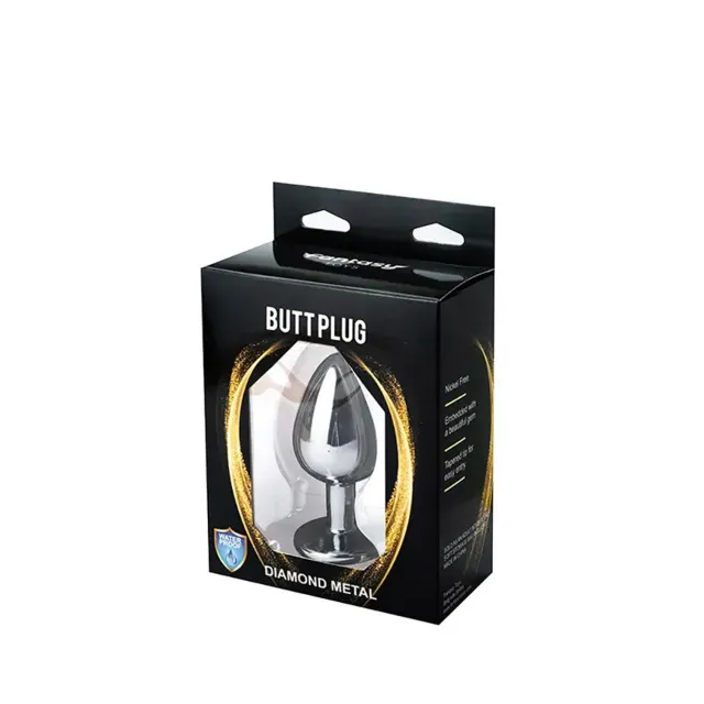 Анальная пробка Fantasy Silver Butt Plug Diamond L, 9 см (голубой)