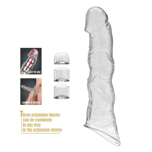 Насадка на пеніс Pretty Love Extension Penis Sleeve Blocks, 28 см (прозорий)