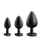 Набор анальных пробок Luxe Bling Plugs Trainer Kit, 3 шт (черный)