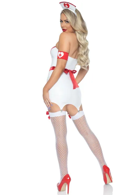 Эротический костюм Leg Avenue Vinyl ER Hottie, L (белый)