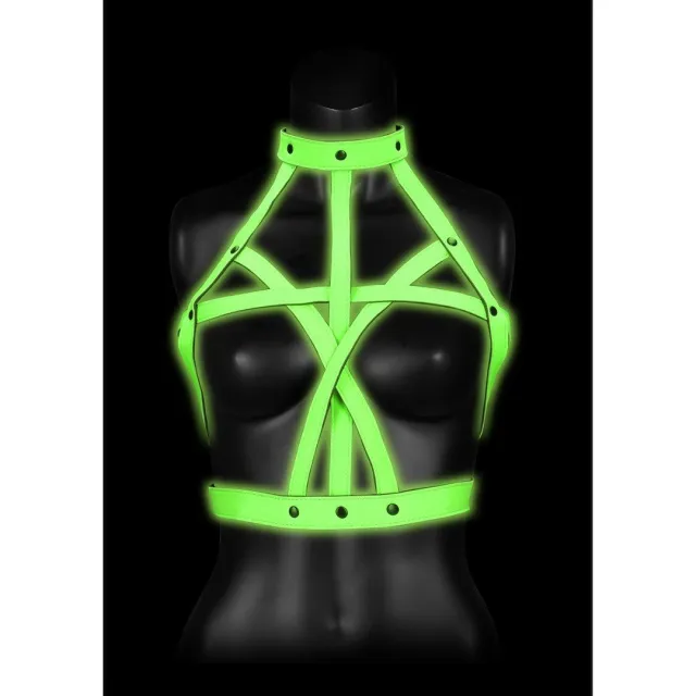Портупея-бюстгальтер Ouch! Glow in the Dark, L/XL (неоново-зелёный)