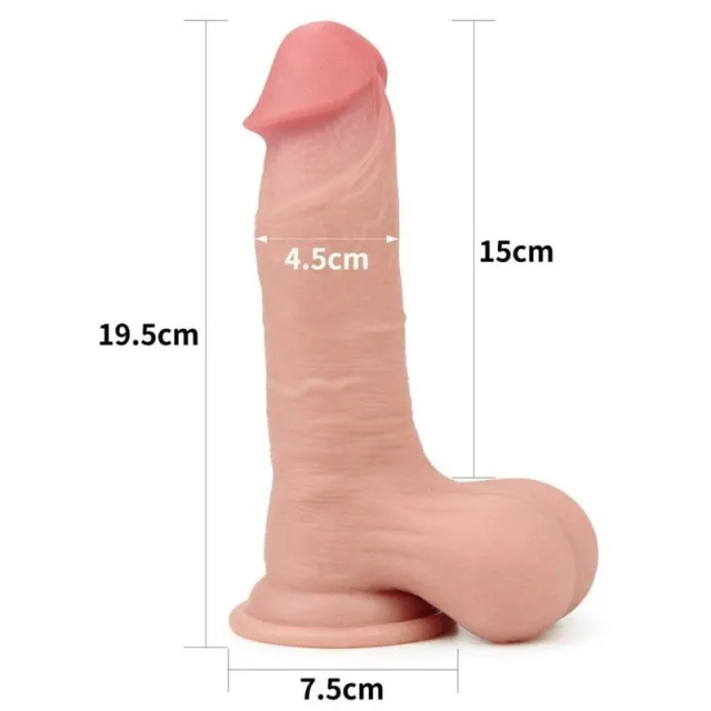 Фаломіметатор Lovetoy Sliding Skin Dual Layer, 19,5 см (тілесний)