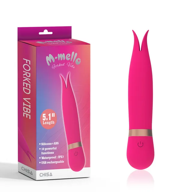 Вибратор M-mello Forked Vibe, 13 см (розовый)