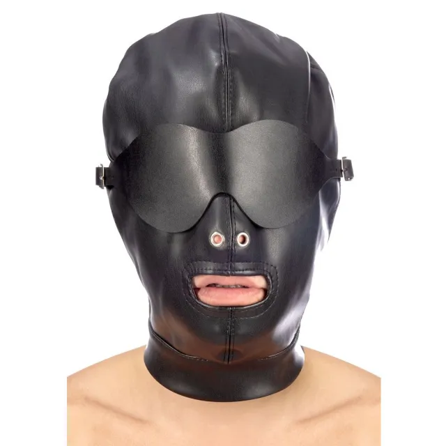 Fetish Tentation Enjoy Pain BDSM Hood With Mask - Maska, Czarny, One size