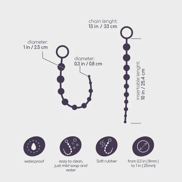 Crushious Bead Anal - Łańcuszek analny, Czarny, 33 cm
