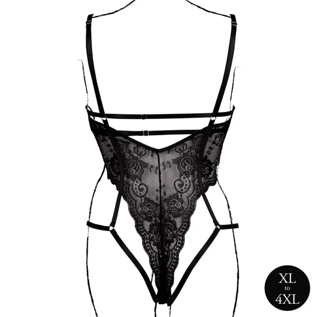 Боди Le Désir Lace Underwired Open Cup, Plus Size (черный)