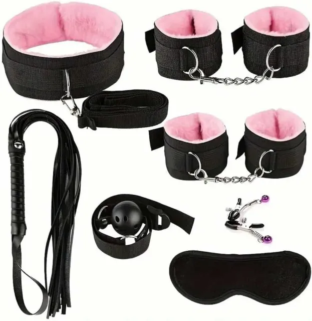 BDSM набор Fetish B-Series 4.0, 8 шт (черный с розовым)