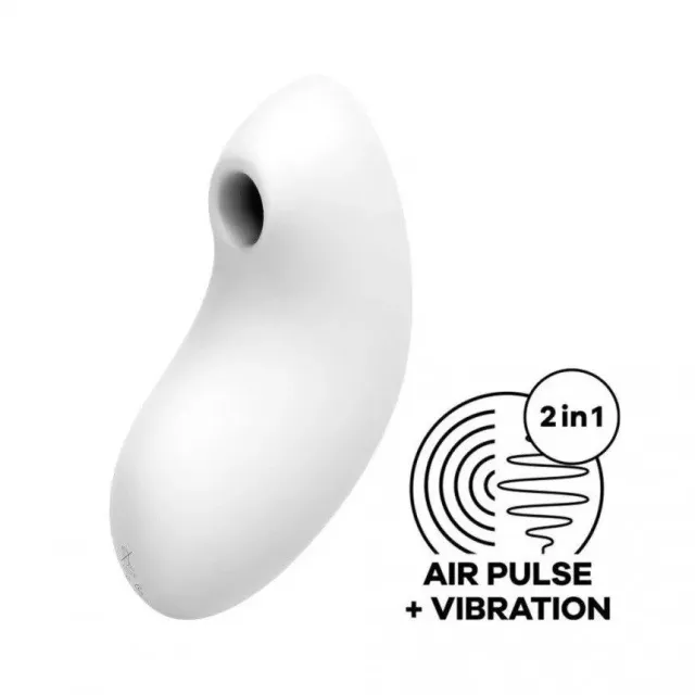 Satisfyer Vulva Lover 2 - Bezdotykowy stymulator łechtaczki z wibracjami, Biały, 12 cm