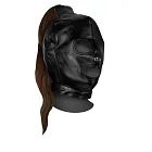 Ouch Mask with Brown Ponytail - Maska z kucykiem, Czarny, One size