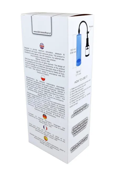 Помпа для пениса Boss Powerpump Max, 22 см (голубой)