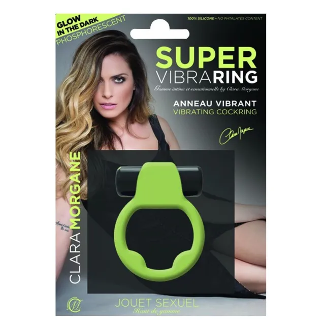 Эрекционное кольцо Clara Morgane Pro Super Vibra Ring Phosphorescent, 4.5 см (зеленый)