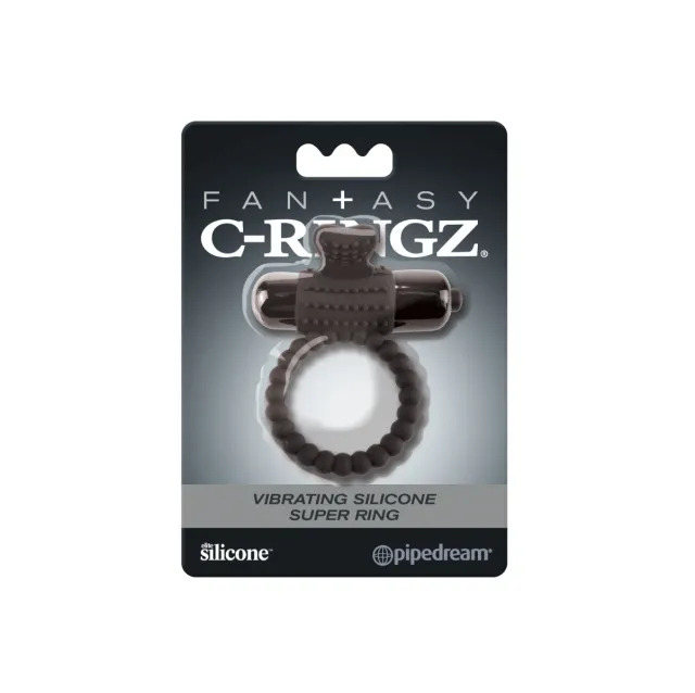 Эрекционное кольцо Fantasy C-Ringz Vibrating Silicone Super Ring, 3.2 см (черный)