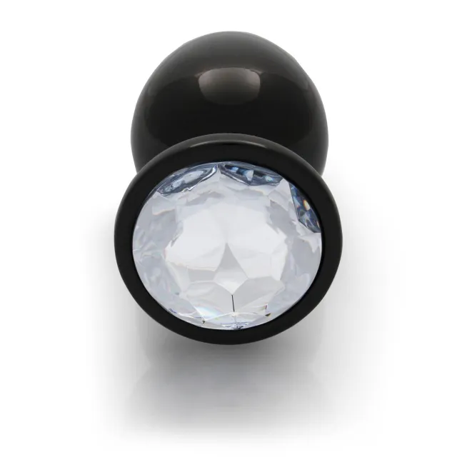 Анальная пробка Ouch! Round Gem Butt Plug M, 8 см (черный)