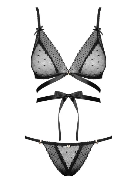 Комплект белья Obsessive Bowessa, L/XL (черный)