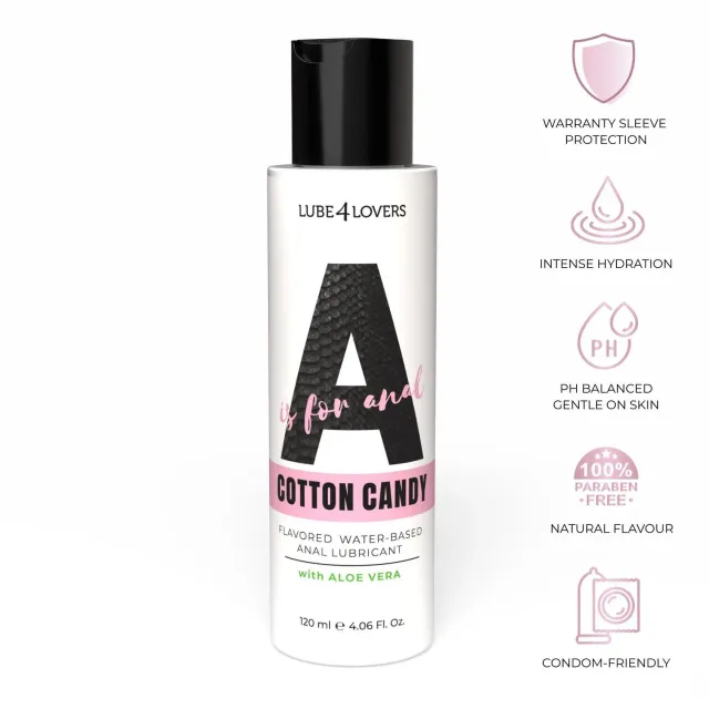 Lube4lovers A Is for A is for Anal Cotton Candy - Lubrykant analny, Wata cukrowa, 120 ml
