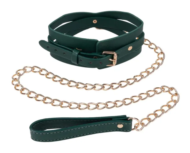 Ошейник с поводком Sportsheets Indica Cutout Collar And Leash (изумрудный)