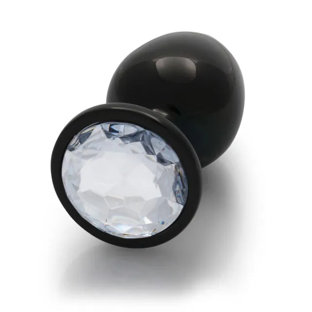 Анальная пробка Ouch! Round Gem Butt Plug L, 9.3 см (черный)