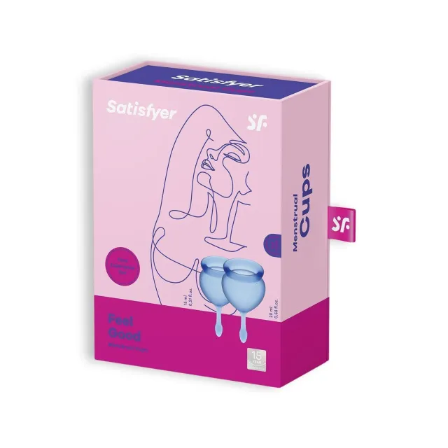 Satisfyer Feel Good - Kubeczek menstruacyjny, Niebieski, 3, 7 cm, 20 ml
