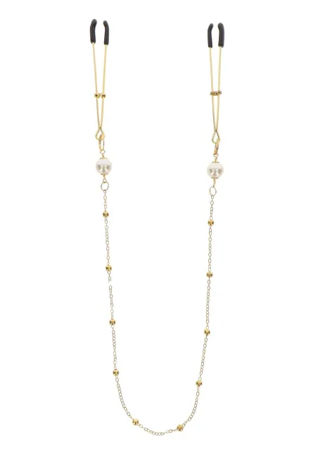 Затискачі для сосків Taboom Tweezers Pearl & Deluxe Chain Gold (золотий)