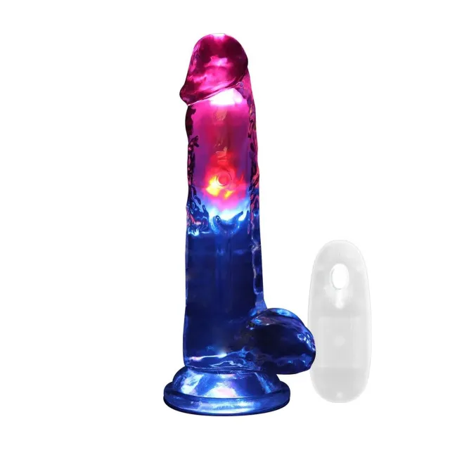 Фаллоимитатор RealRock LED Vibrating Straight Cock with Balls, 20 см (прозрачный)