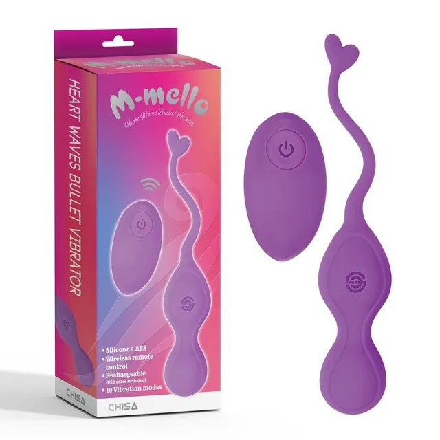 Віброяйце M-Mello Heart Waves Bullet, 18,5 см (фіолетовий)