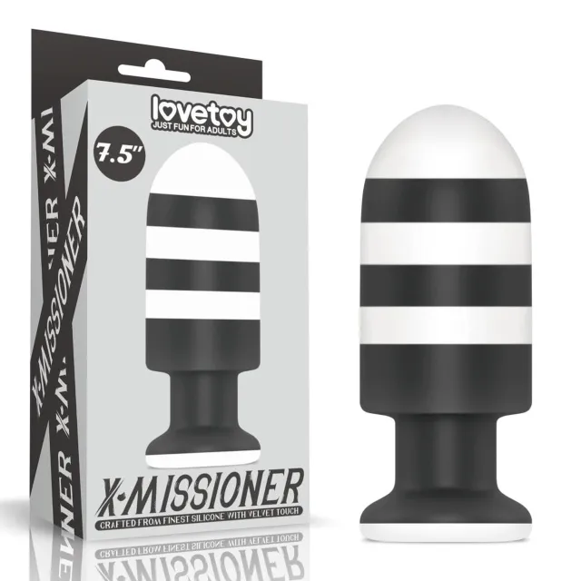 Анальная пробка LoveToy X-Missioner, 19,5 см (черно-белый)