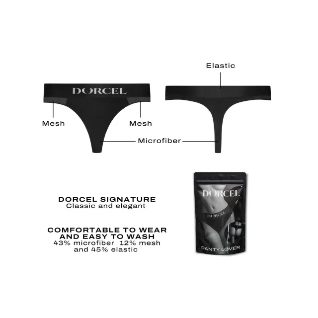 Трусики-стринги с карманом для вибратора Dorcel Panty Lover, XXL (черный)