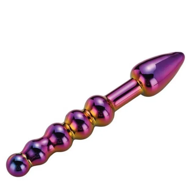 Анальний фалоімітатор Glamour Glass Ridged Anal Dildo, 18 см (райдужний)